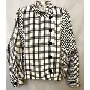 CABI Windowpane Plaid Osama Nights Blazer Jacket Size M #3173